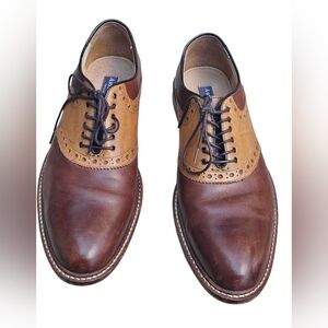 Aston Grey Collection Clinton Brown & Cognac Leather Oxford Dress Shoes Men 9